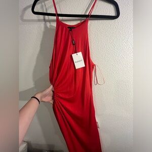 NWT Bardot Ruched Side Cutout Midi Dress